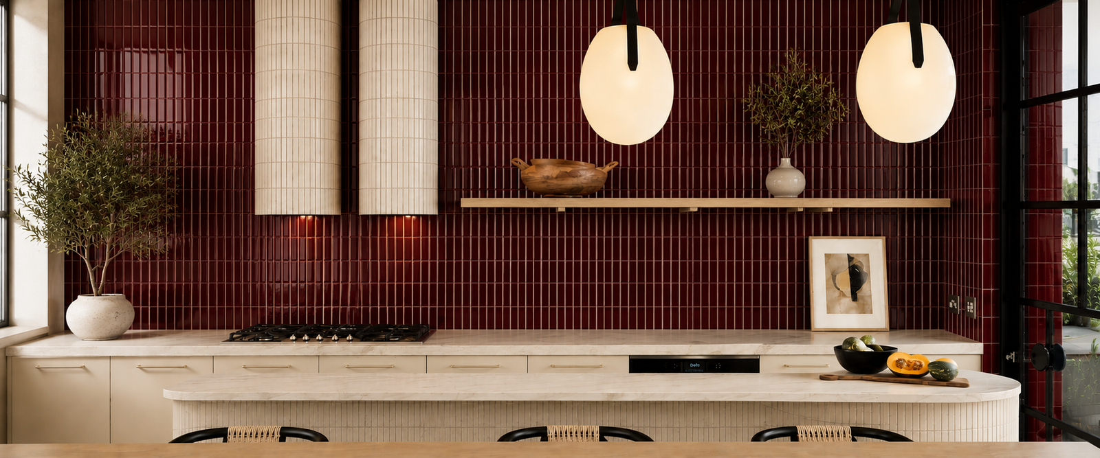 Burgundy Kitkat ceramic interior